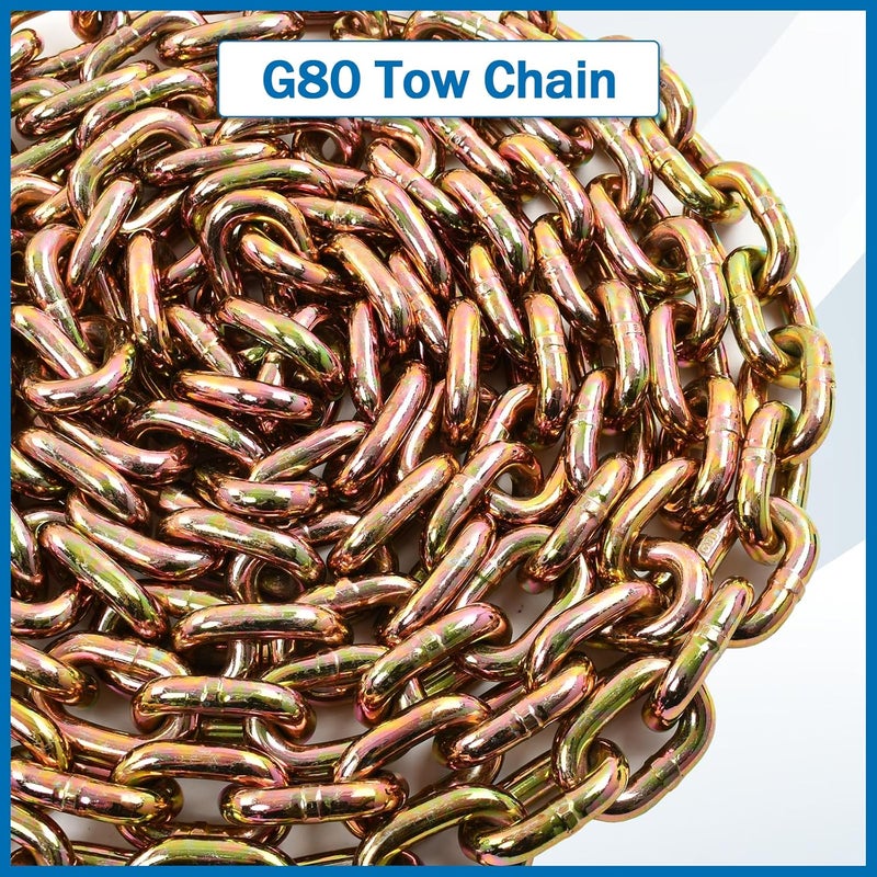 TBAPFS 1/2 Inch x 16 Feet Transport Binder Chain G80 Safey Tow Chain with Grab Hooks 12000 Lbs Safe Work Load for Transporting Towing Tie Down Binding Equipment - Image 5
